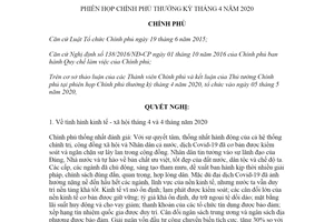 Nghị quyết 70/NQ-CP 2020 phiên họp Chính phủ thường kỳ tháng 4