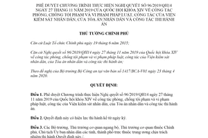 Quyết định 634/QĐ-TTg 2020 phê duyệt Chương trình thực hiện Nghị quyết 96/2019/QH14