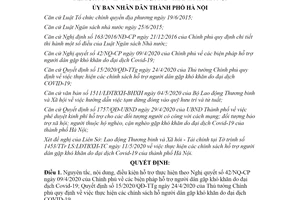 Quyết định 1955/QĐ-UBND 2020 chính sách hỗ trợ người dân khó khăn do COVID 19 Hà Nội