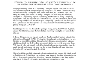 Thông báo 182/TB-VPCP 2020 kết luận Thủ tướng Chính phủ phòng chống dịch COVID 19