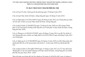 Quyết định 1944/QĐ-UBND 2020 Chương trình thực hành tiết kiệm chống lãng phí Hà Nội