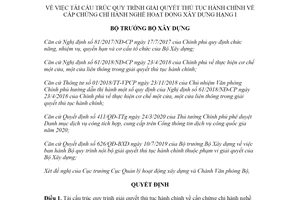 Quyết định 594/QĐ-BXD 2020 tái cấu trúc quy trình thủ tục hành chính cấp chứng chỉ hành nghề xây dựng