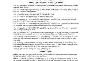 Quyết định 635/QĐ-TCT 2020 thành phần chứa dữ liệu hóa đơn điện tử phương thức truyền nhận với cơ quan thuế