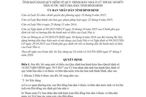 Quyết định 24/2020/QĐ-UBND sửa đổi Quyết định 14/2017/QĐ-UBND tỉnh Bình Định