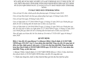 Quyết định 11/2020/QĐ-UBND sửa đổi Quyết định 11/2017/QĐ-UBND tỉnh Đắk Nông