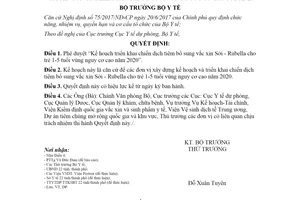 Quyết định 2106/QĐ-BYT 2020 Kế hoạch triển khai chiến dịch tiêm bổ sung vắc xin Sởi Rubella