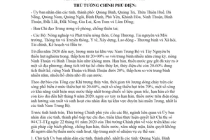 Công điện 601/CĐ-TTg 2020 tập trung ứng phó với nắng nóng hạn hán và xâm nhập mặn tại Trung Bộ