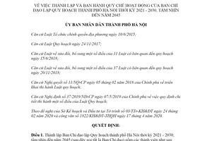 Quyết định 2015/QĐ-UBND 2020 thành lập Ban Chỉ đạo lập Quy hoạch thành phố Hà Nội