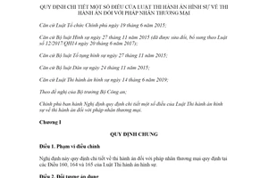 Nghị định 55/2020/NĐ-CP hướng dẫn Luật Thi hành án hình sự thi hành án pháp nhân thương mại