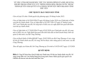 Quyết định 841/QĐ-UBND 2020 công bố thủ tục hành chính Lưu thông hàng hóa tỉnh Phú Yên