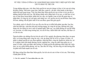 Chỉ thị 23/CT-TTg 2020 tăng cường giải pháp bảo đảm thực hiện quyền trẻ em và bảo vệ trẻ em