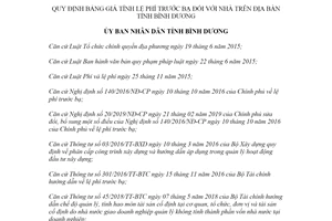 Quyết định 13/2020/QĐ-UBND quy định bảng giá tính lệ phí trước bạ đối với nhà tỉnh Bình Dương