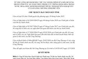 Quyết định 840/QĐ-UBND 2020 công bố thủ tục hành chính Hóa chất Sở Công Thương Phú Yên