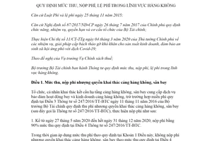 Thông tư 46/2020/TT-BTC quy định về mức thu nộp phí lệ phí trong lĩnh vực hàng không