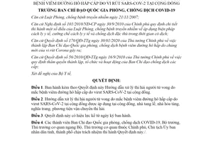 Quyết định 2233/QĐ-BCĐQG 2020 xử lý thi hài người tử vong do mắc bệnh do vi rút SARS CoV 2