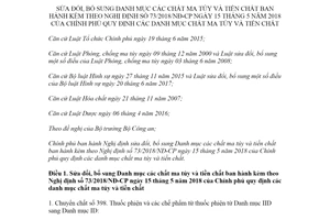 Nghị định 60/2020/NĐ-CP sửa đổi Danh mục các chất ma túy và tiền chất kèm Nghị định 73/2018/NĐ-CP