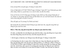 Thông tư 49/2020/TT-BTC mức thu nộp phí trong lĩnh vực đăng ký giao dịch bảo đảm