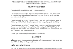 Quyết định 749/QĐ-TTg 2020 phê duyệt Chương trình Chuyển đổi số quốc gia