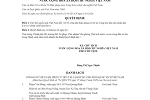 Quyết định 754/QĐ-CTN 2020 cho thôi quốc tịch Việt Nam đối với công dân hiện đang cư trú tại Lào