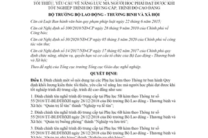 Quyết định 600/QĐ-LĐTBXH 2020 đính chính kiến thức tối thiểu khi tốt nghiệp trung cấp cao đẳng