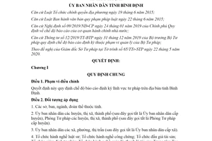 Quyết định 31/2020/QĐ-UBND quy định chế độ báo cáo định kỳ lĩnh vực tư pháp Bình Định