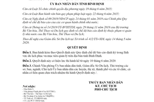 Quyết định 28/2020/QĐ-UBND chế độ báo cáo lĩnh vực du lịch phục vụ mục tiêu quản lý Bình Định