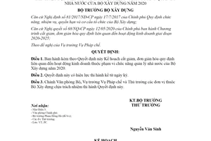 Quyết định 724/QĐ-BXD 2020 Kế hoạch đơn giản hóa quy định liên quan đến hoạt động kinh doanh