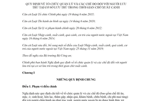 Nghị định 65/2020/NĐ-CP tổ chức quản lý người lưu trú tại cơ sở lưu trú trong thời gian chờ xuất cảnh