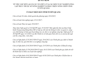 Quyết định 216/QĐ-UBND 2020 sắp xếp lại cơ cấu tổ chức đơn vị sự nghiệp Sở Nông nghiệp Tuyên Quang