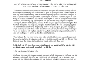 Hướng dẫn 22/HD-VKSTC 2020 kiểm sát việc giải quyết các vụ án hành chính lĩnh vực đất đai