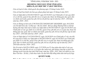 Nghị quyết 07/2020/NQ-HĐND mức học phí giáo dục mầm non phổ thông công lập Vĩnh Long