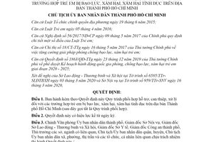 Quyết định 2017/QĐ-UBND 2020 phối hợp xử lý trẻ em bị bạo lực xâm hại tình dục Hồ Chí Minh