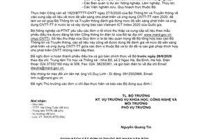 Công văn 3865/BNN-KHCN 2020 cung cấp số liệu mức độ sẵn sàng phát triển ứng dụng Công nghệ