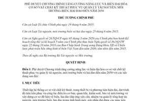 Quyết định 896/QĐ-TTg 2020 tăng cường năng lực hiện đại hóa quản lý tài nguyên môi trường biển hải đảo