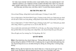 Quyết định 2553/QĐ-BYT 2020 kiểm dịch phòng chống lây nhiễm COVID 19 đối với phương tiện đường bộ