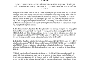 Chỉ thị 06/CT-VKSTC 2020 thi hành án thu hồi tài sản bị thất thoát trong vụ án hình sự về tham nhũng