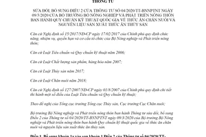 Thông tư 08/2020/TT-BNNPTNT sửa đổi Thông tư 04/2020/TT-BNNPTNT Quy chuẩn thức ăn chăn nuôi