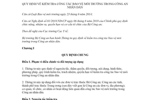 Thông tư 69/2020/TT-BCA kiểm tra công tác bảo vệ môi trường trong Công an nhân dân