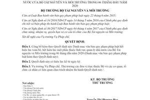 Quyết định 1444/QĐ-BTNMT 2020 công bố Danh mục văn bản quy phạm pháp luật hết hiệu lực