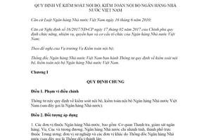 Thông tư 06/2020/TT-NHNN quy định kiểm soát nội bộ kiểm toán nội bộ