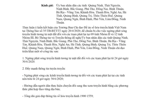 Công văn 2357/BTTTT-CTS 2020 ngừng phát sóng truyền hình tại 9 tỉnh Nhóm II và 12 tỉnh Nhóm III