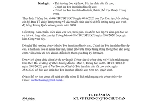 Công văn 447/TANDTC-TCCB 2020 tuyển sinh cán bộ đi bồi dưỡng nâng cao trình độ tiếng Trung Quốc