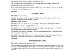 Nghị định 76/2020/NĐ-CP hướng dẫn đối tượng cấp thu hồi hủy giá trị sử dụng giấy thông hành