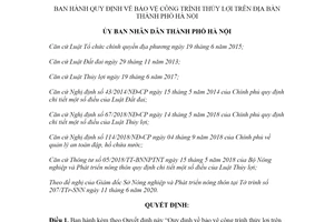 Quyết định 13/2020/QĐ-UBND Quy định bảo vệ công trình thủy lợi Hà Nội