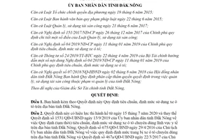 Quyết định 16/2020/QĐ-UBND Quy định tiêu chuẩn định mức sử dụng xe ô tô Đắk Nông