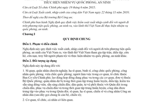 Decree 73/2020/ND-CP immigration control of persons entering or exiting Vietnam territory