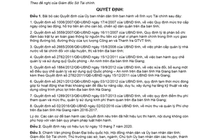 Quyết định 21/2020/QĐ-UBND Thực hiện Bãi bỏ 08 Quyết định về Tài chính tỉnh Hà Giang