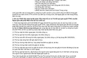 Công văn 2148/BNG-LS 2020 sử dụng dịch vụ công trực tuyến giải quyết thủ tục hành chính lãnh sự