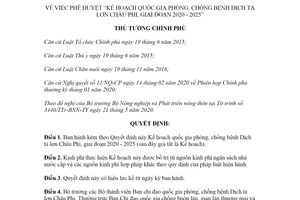 Quyết định 972/QĐ-TTg 2020 Kế hoạch quốc gia phòng chống bệnh Dịch tả lợn Châu Phi 2020 2025