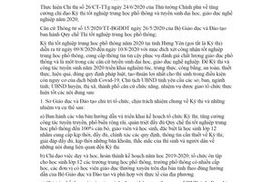 Chỉ thị 14/CT-CTUBND 2020 Thực hiện tổ chức Kỳ thi tốt nghiệp trung học phổ thông Hưng Yên